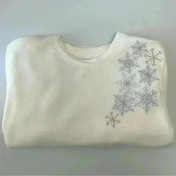 Vintage Tradition Fleece Crewneck Sweatshirt Snowflake Embroidered Ivory 3X - Picture 15 of 16